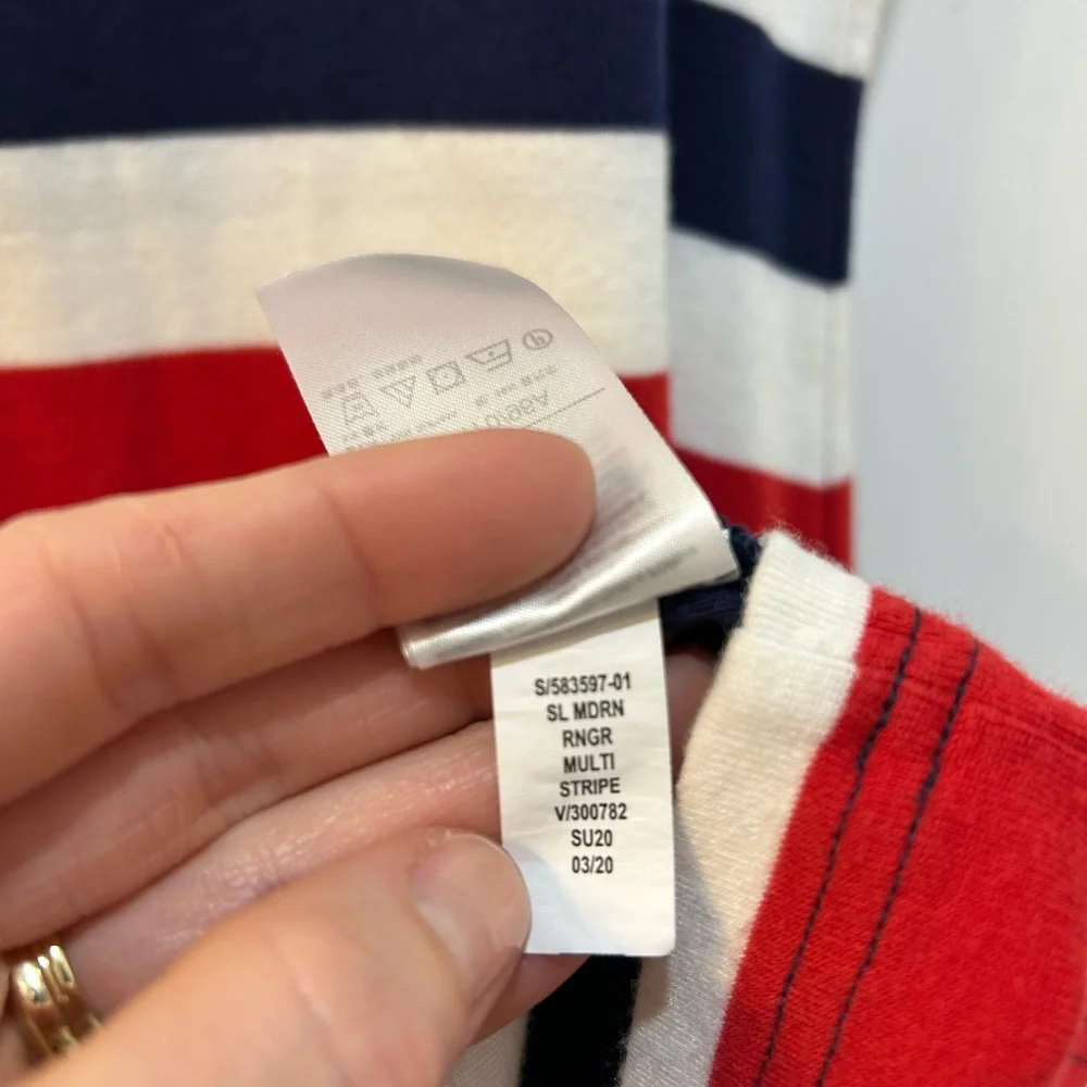 Women's Cotton Blend Dress Patriotic Red White Navy Sleeveless Popover Sz M - Picture 6 of 7